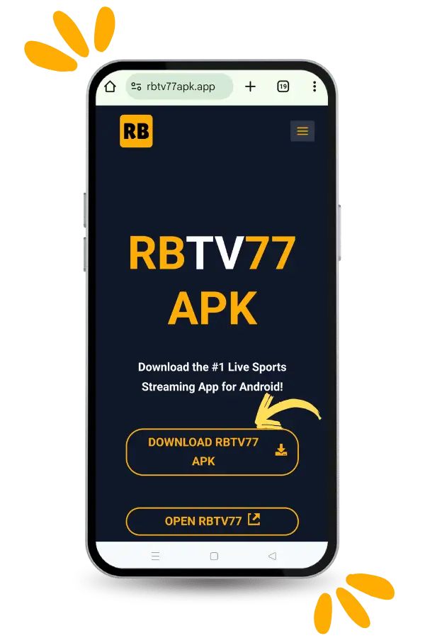 Click the RBTV77 APK download button on the homepage – Step 1