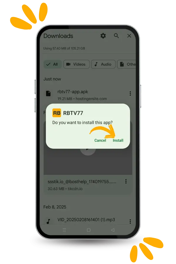 Tap “Install” to begin installing the RBTV77 APK on your Android device – Step 6